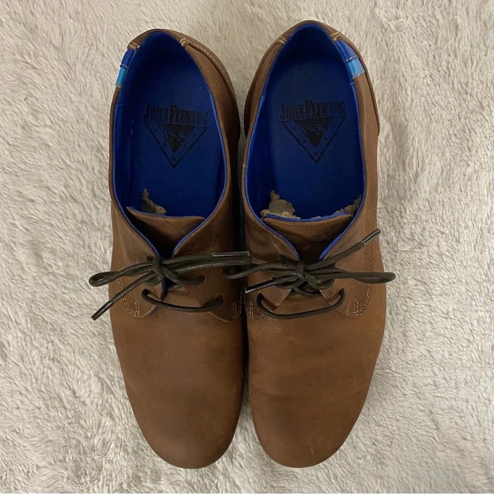 John Fluevog Radio CBC Brown Leather Classic Derby Oxfords Men’s Size 7.5 - Picture 6 of 13